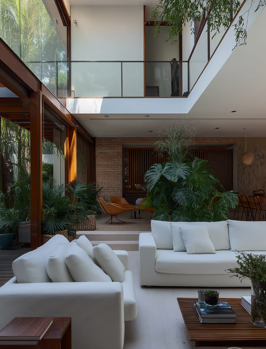 Warm modular living interior